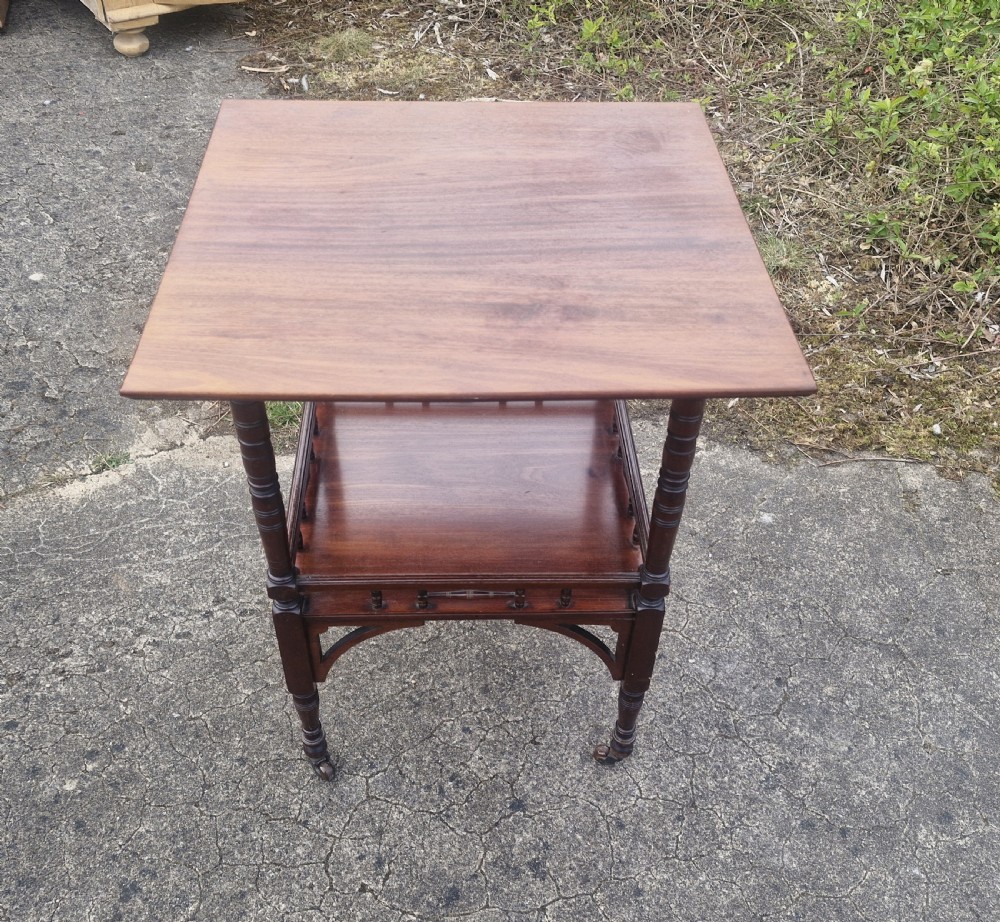 Late Victorian mahogany 2 tier table of Aesthetic design. View V
