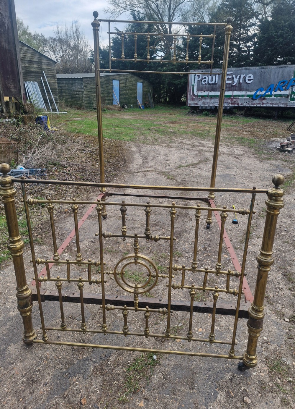 Victorian double brass bed frame and irons. View II