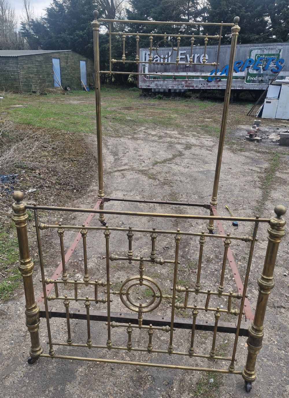 Victorian double brass bed frame and irons. View III