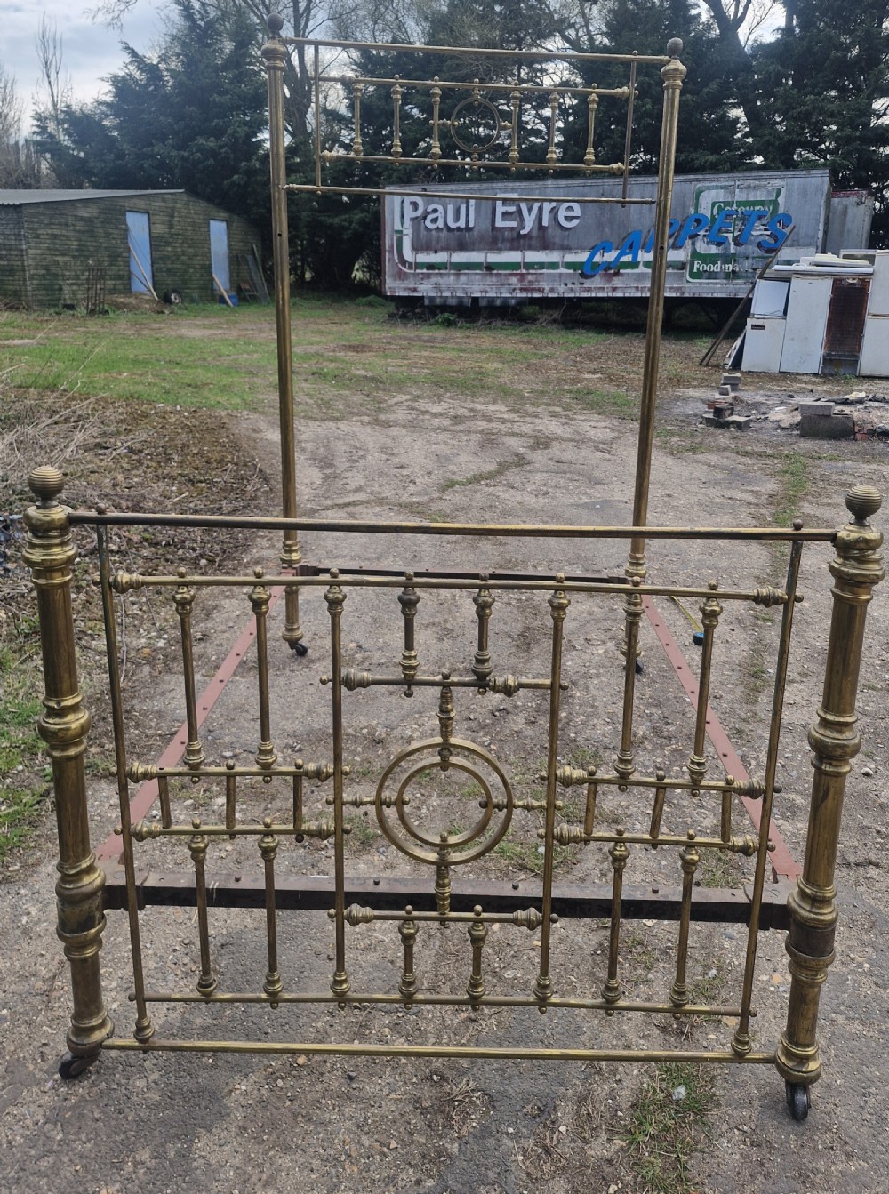 Victorian double brass bed frame and irons. View V