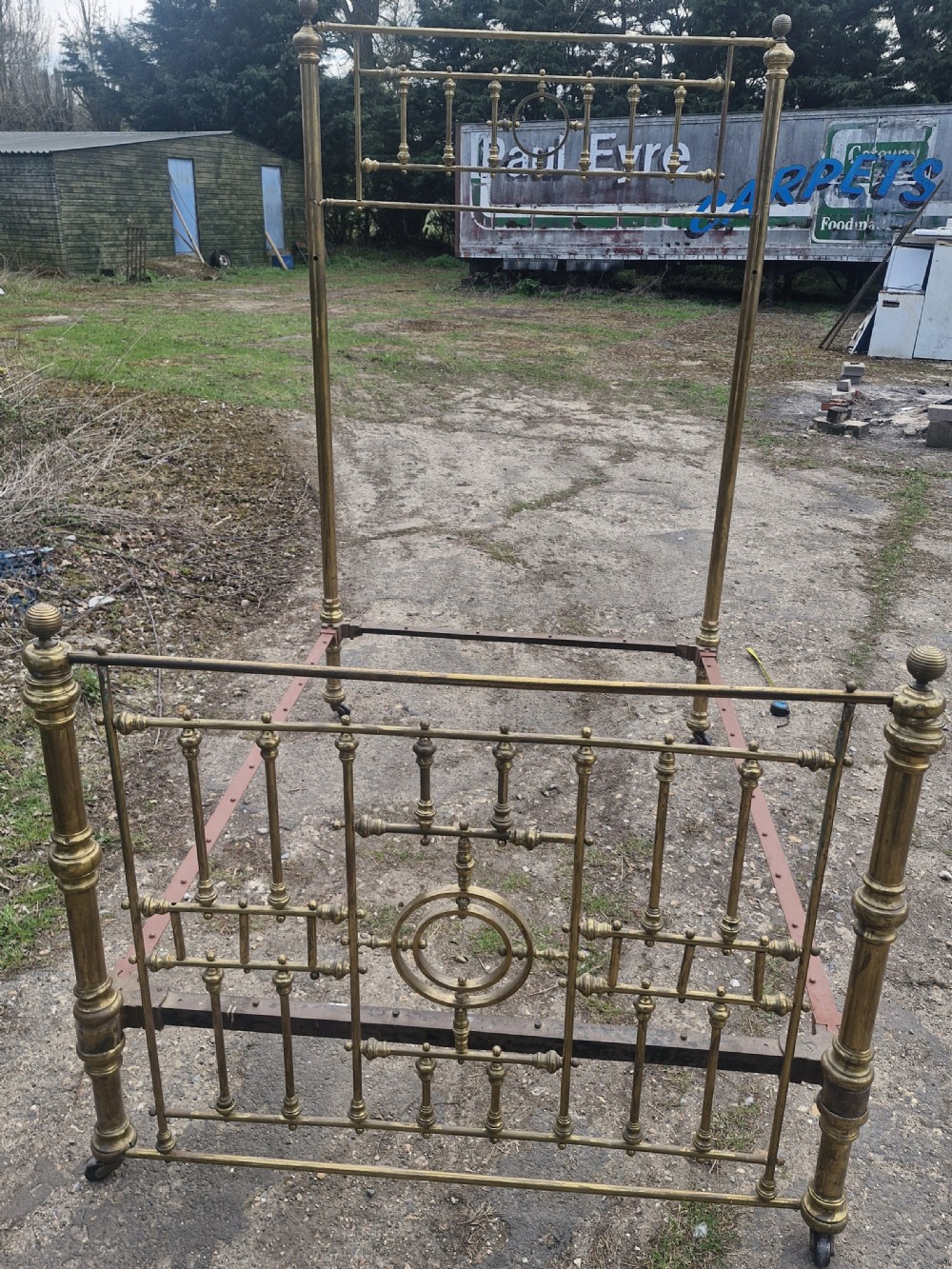 Victorian double brass bed frame and irons. View VI