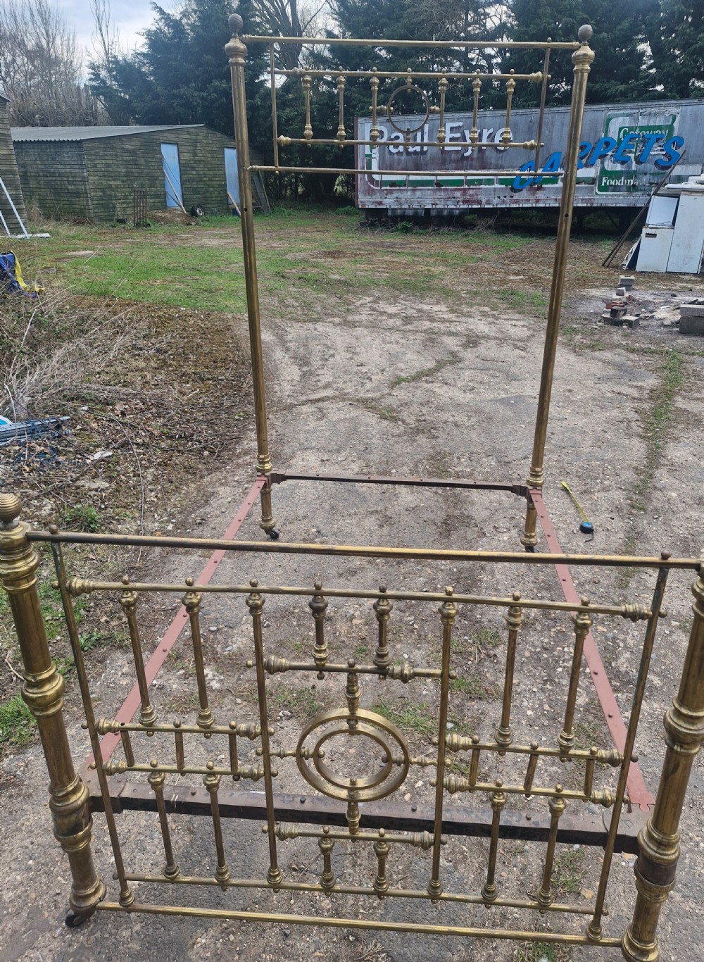 Victorian double brass bed frame and irons. View VII