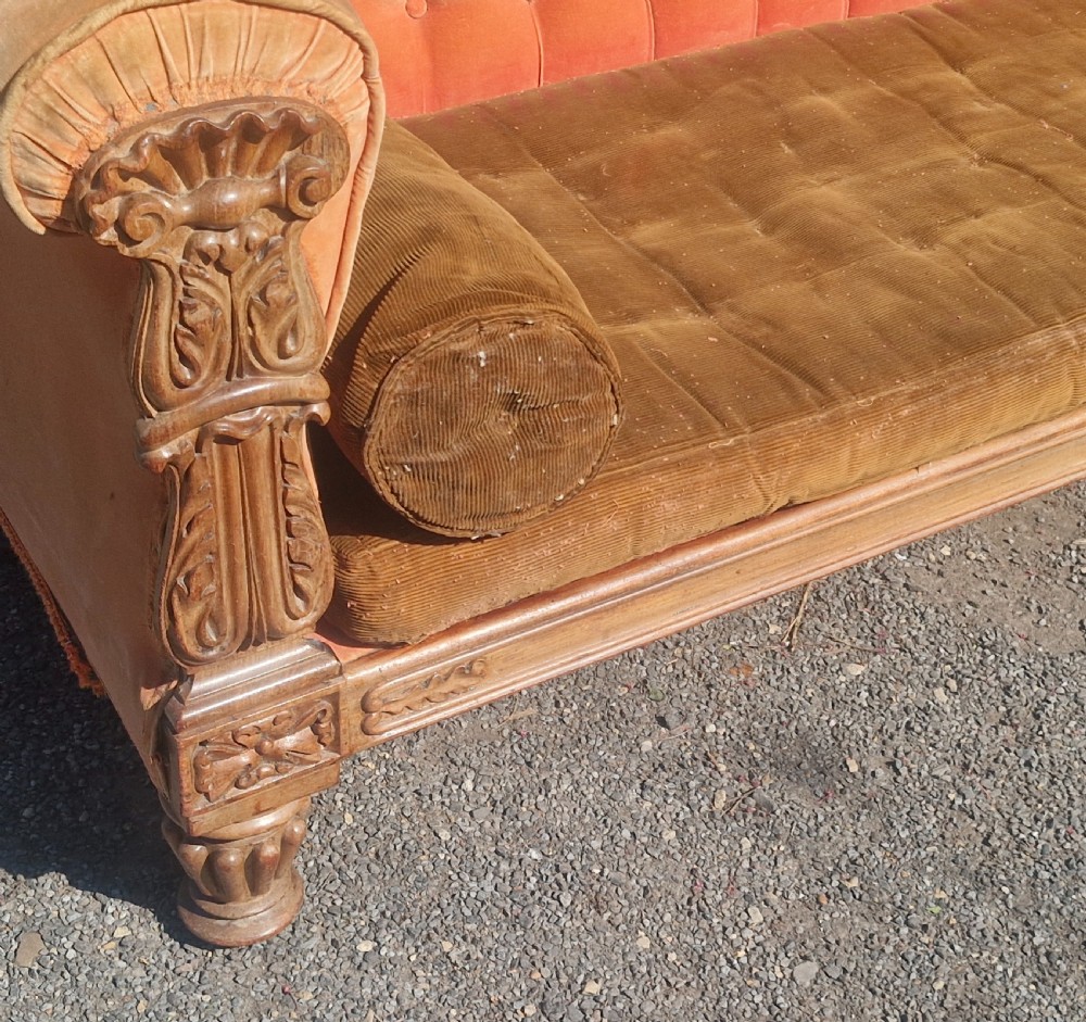 Regency carved country house sofa.  View III
