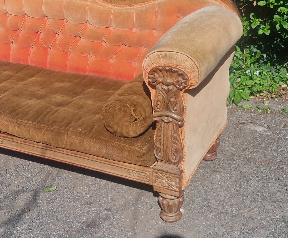 Regency carved country house sofa.  View V