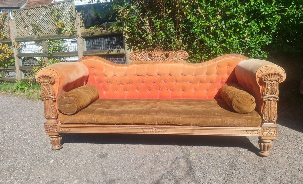 Regency carved country house sofa.  View VIII