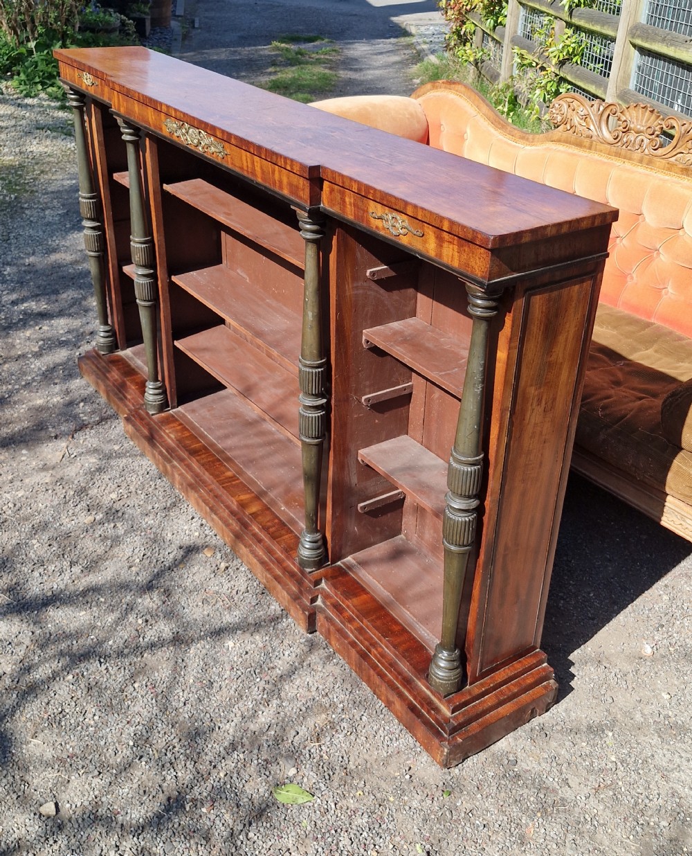 19th century mahogany open front bookcase.  View XII