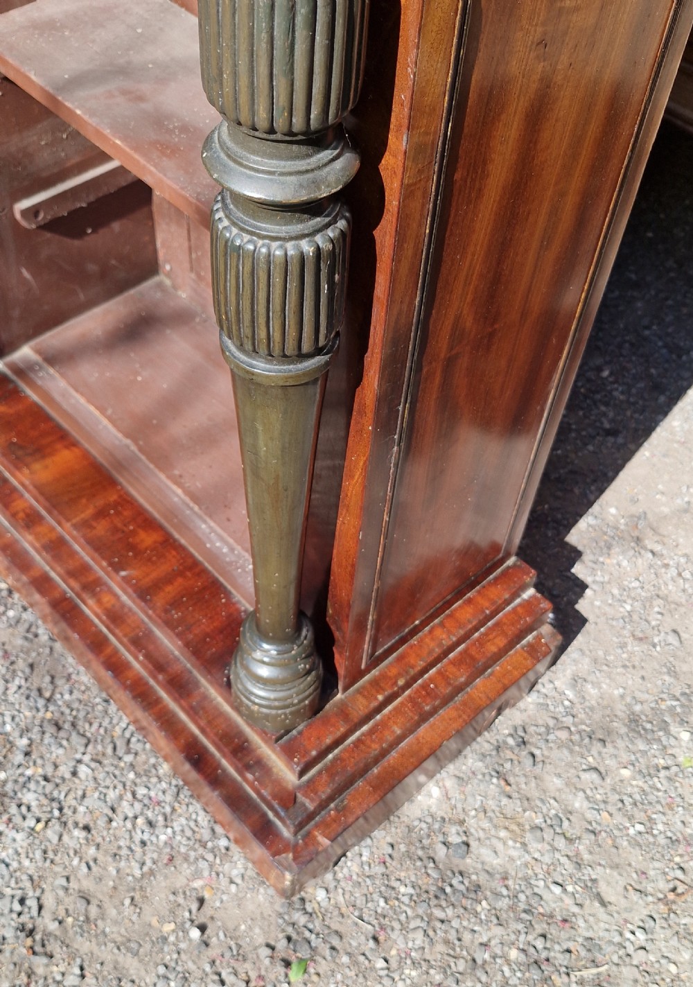 19th century mahogany open front bookcase.  View XV