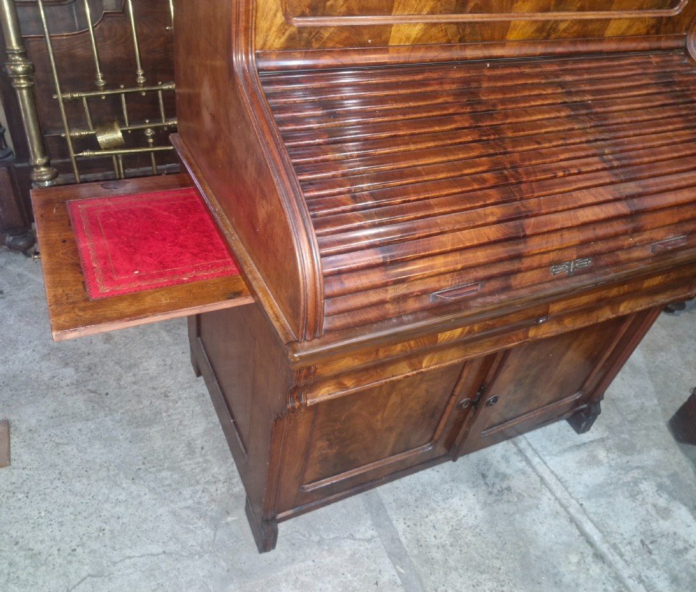 Late 19th century mahogany tambour front writing desk. View II