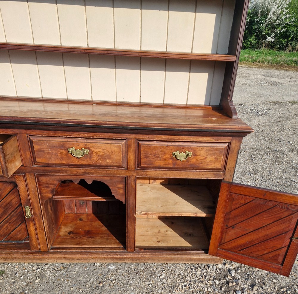 Good solid pitch pine 2 part kitchen dresser.  View X