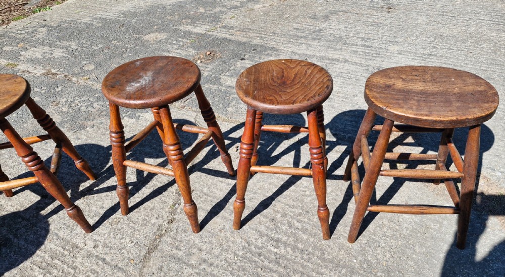 6 late Victorian Elm top stools  View V