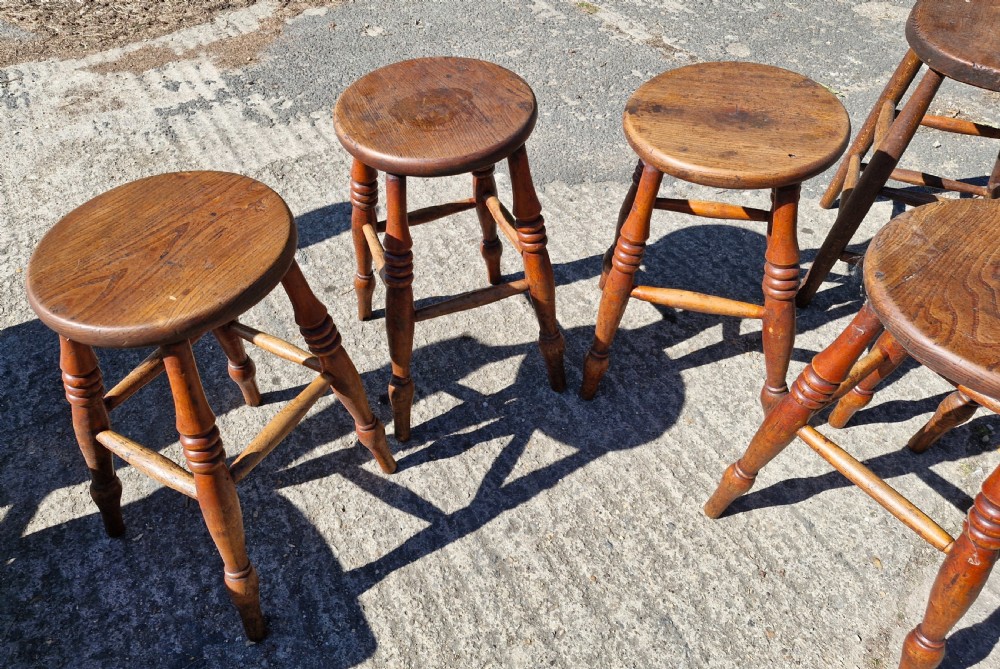 6 late Victorian Elm top stools  View VI