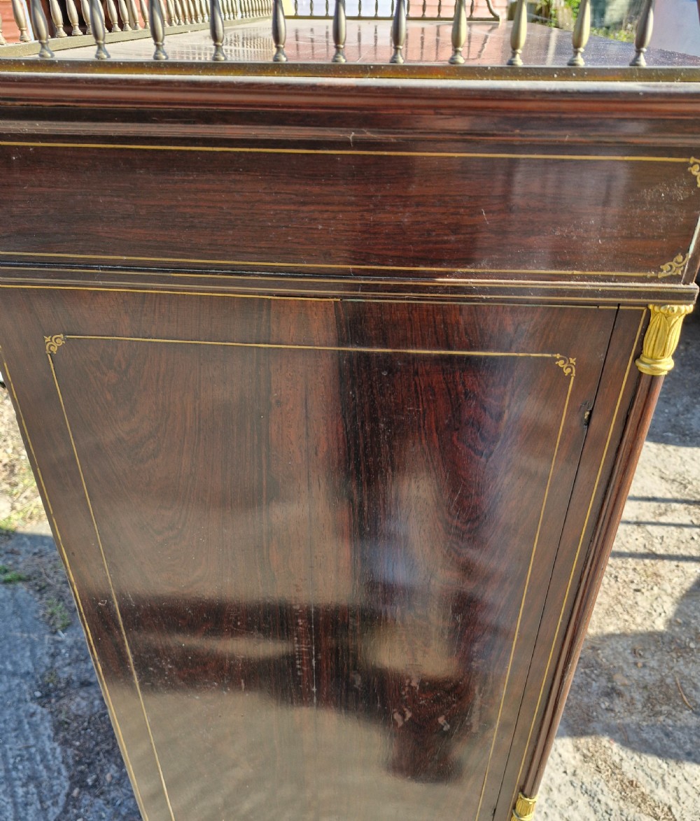 19th century brass inlaid rosewood 2 door cabinet.  View VI