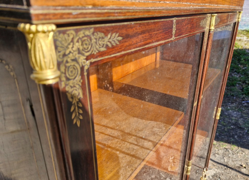19th century brass inlaid rosewood 2 door cabinet.  View VII