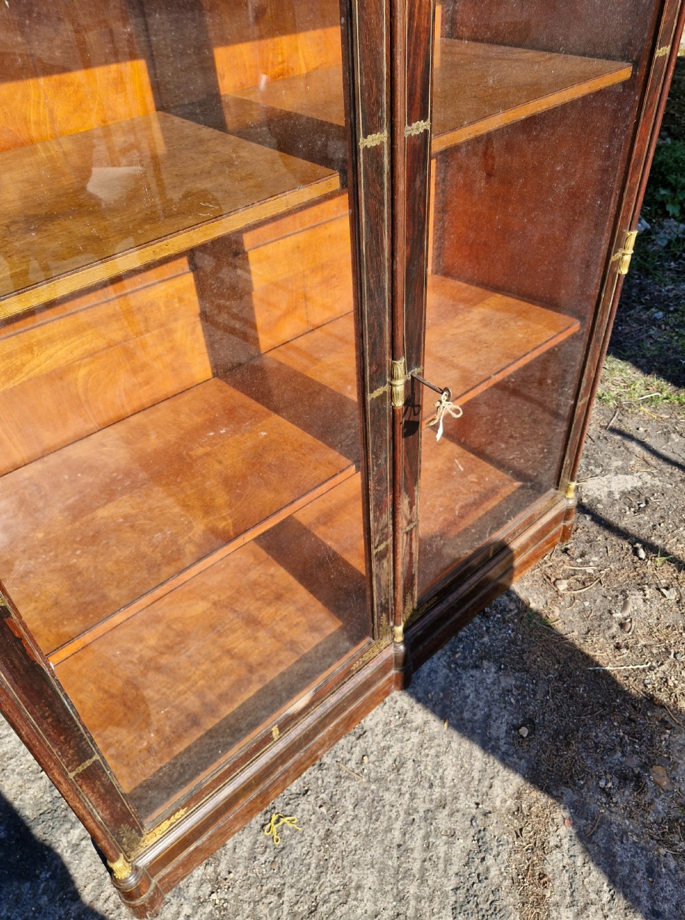 19th century brass inlaid rosewood 2 door cabinet.  View VIII