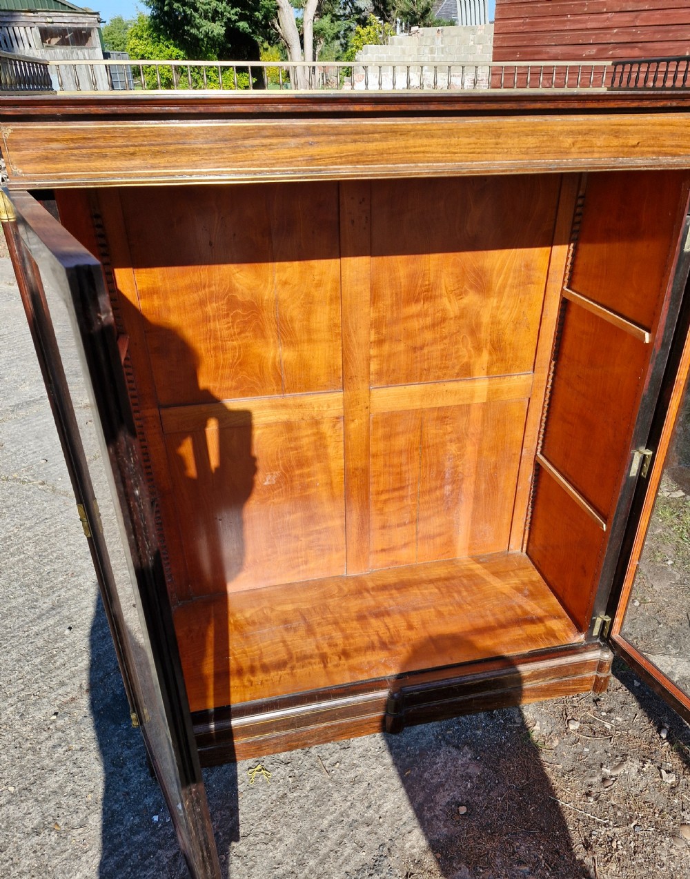 19th century brass inlaid rosewood 2 door cabinet.  View XII