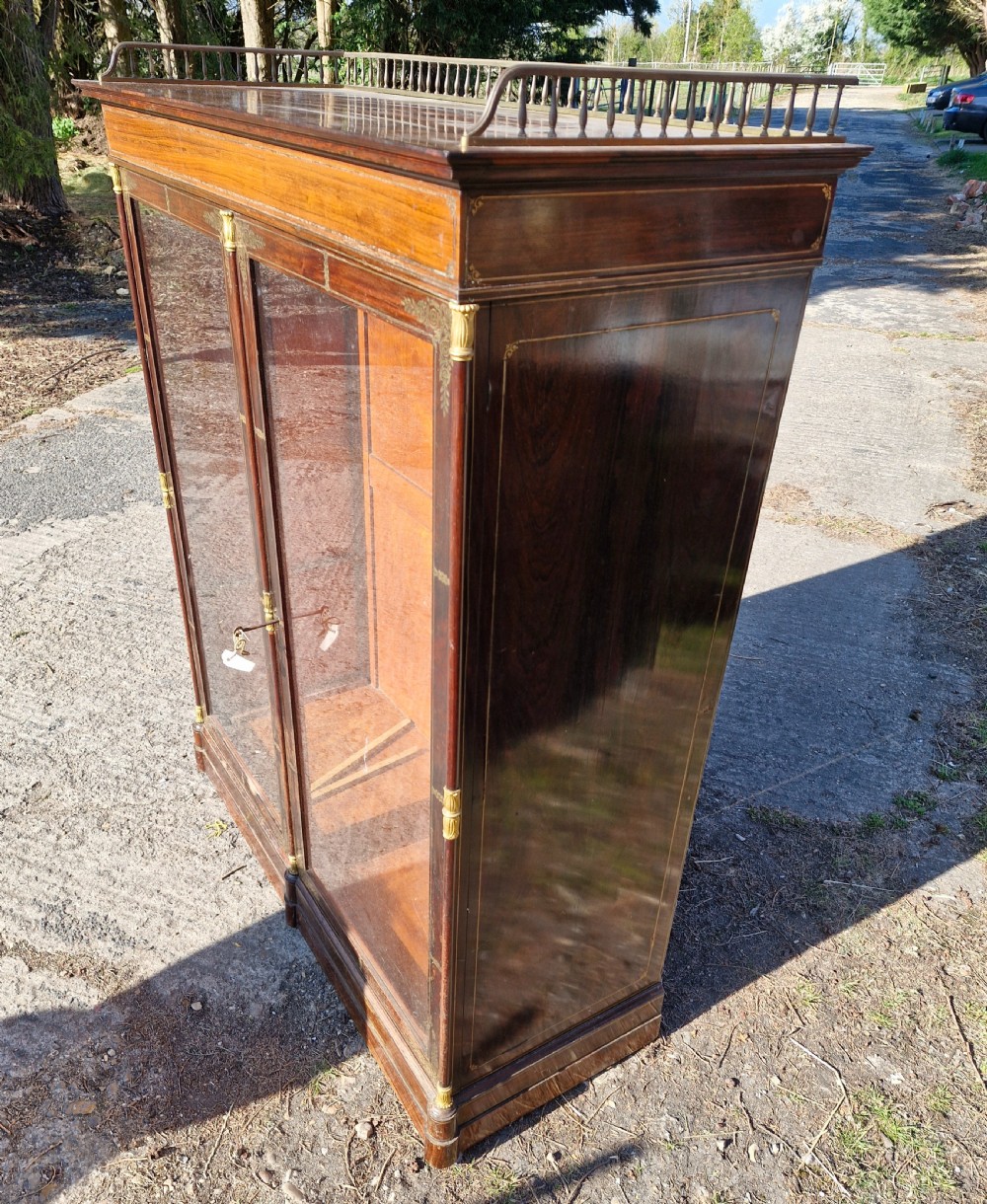 19th century brass inlaid rosewood 2 door cabinet.  View XXII