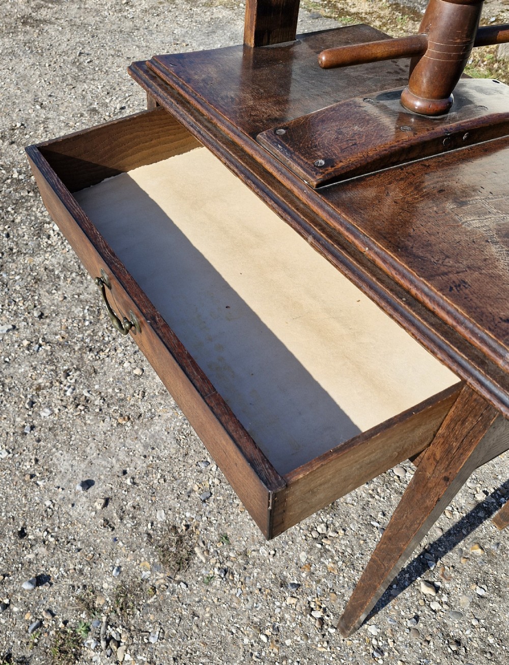 Late Georgian oak and walnut book press.  View VI
