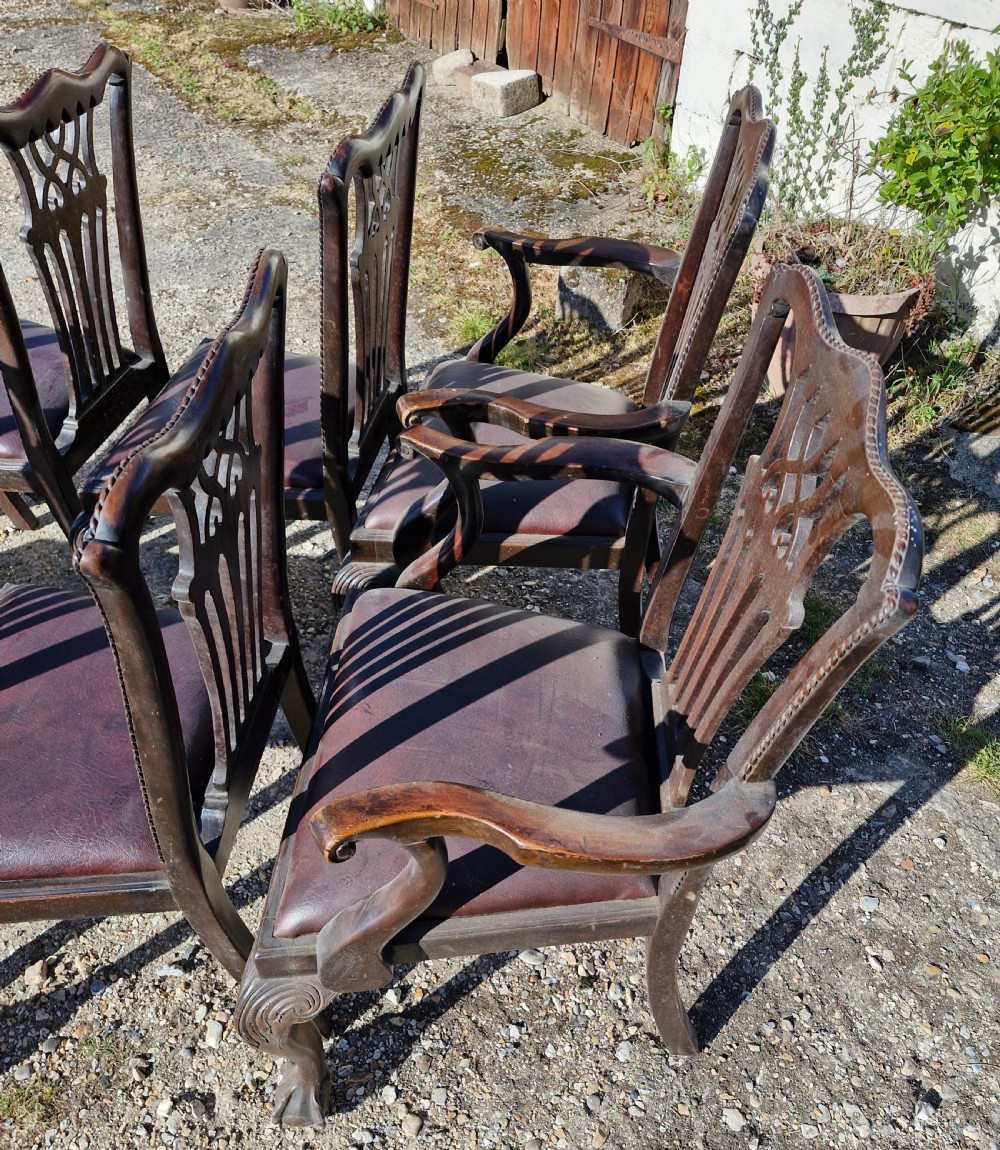Set of 8 carved Mahogany Chippendale style dining chairs   View II