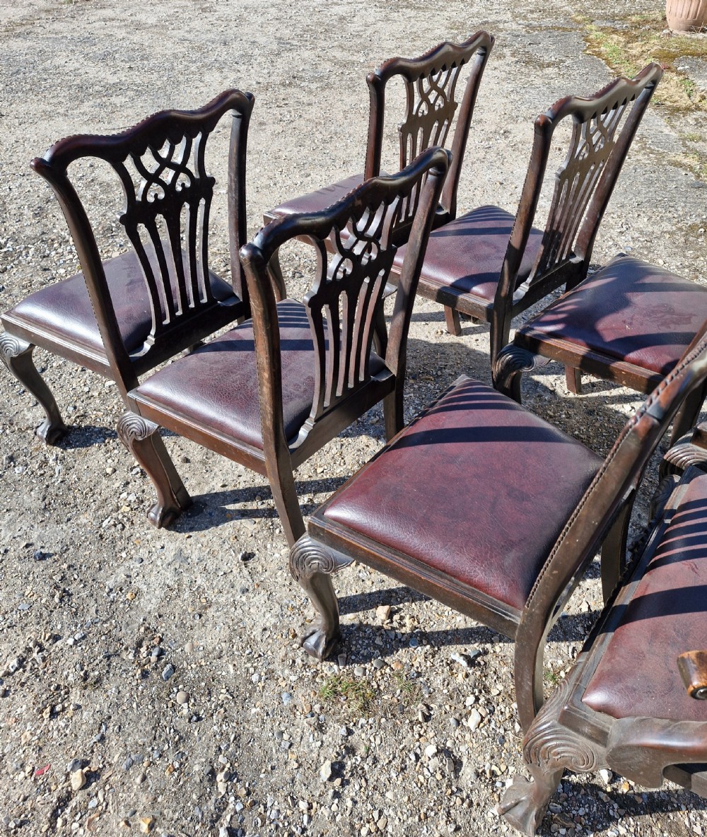 Set of 8 carved Mahogany Chippendale style dining chairs   View V