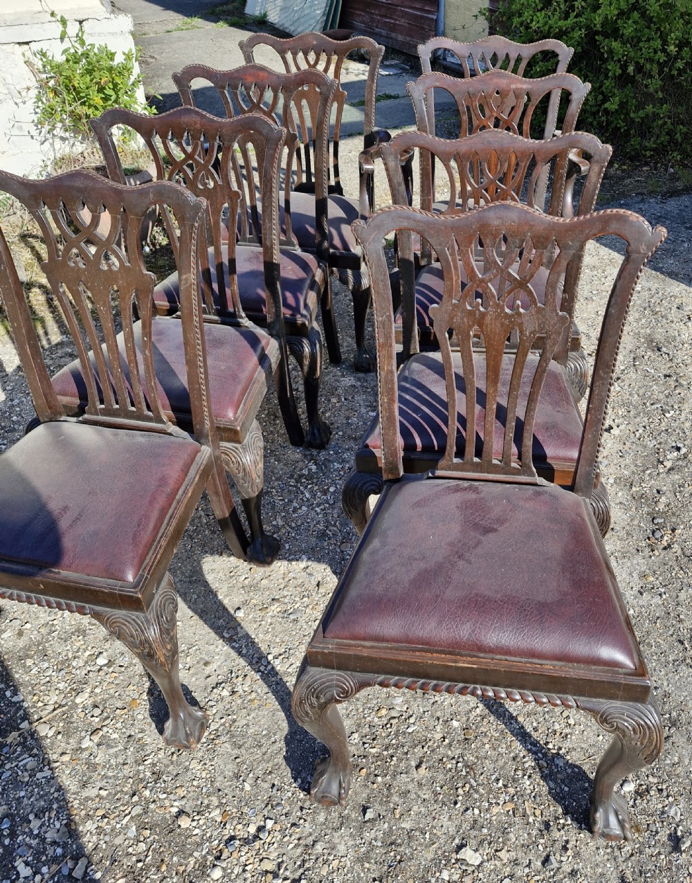 Set of 8 carved Mahogany Chippendale style dining chairs   View VII