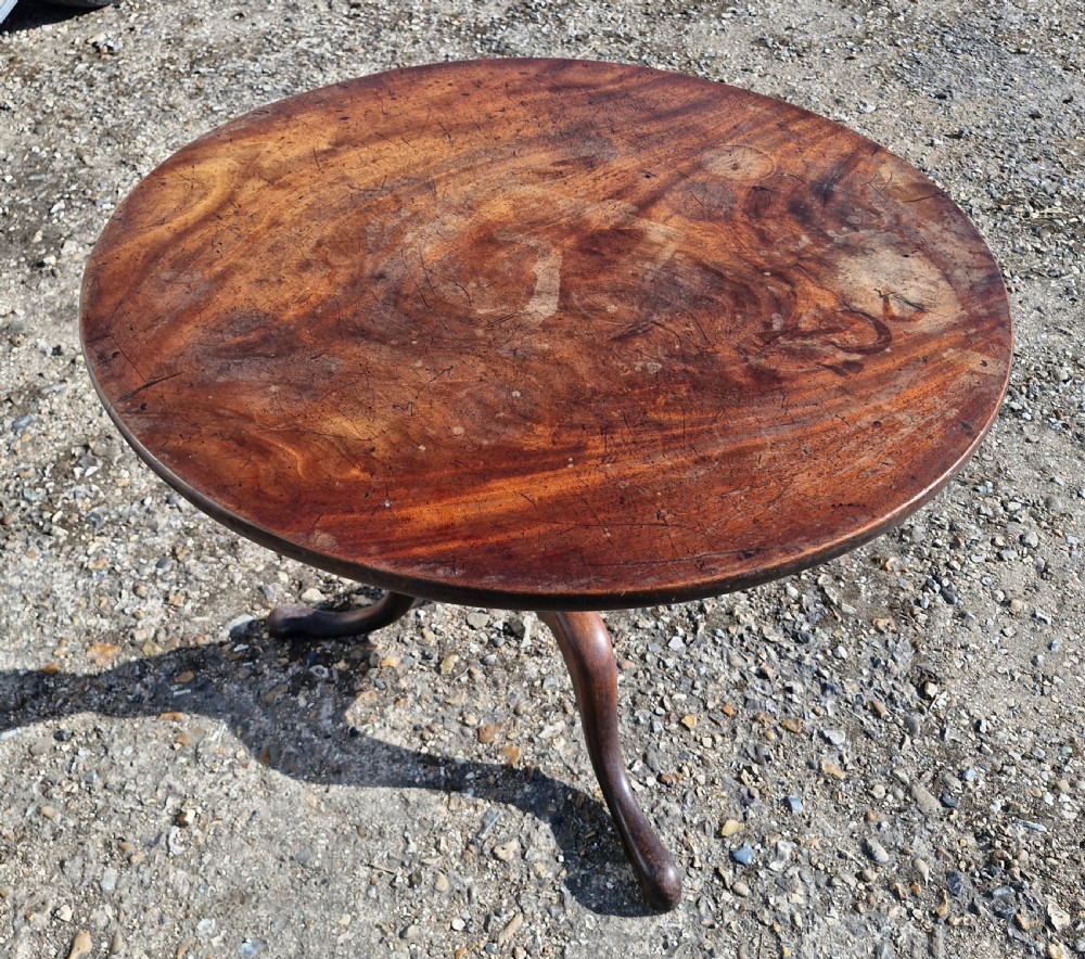 Georgian mahogany tripod table with good sized one piece top. View IX