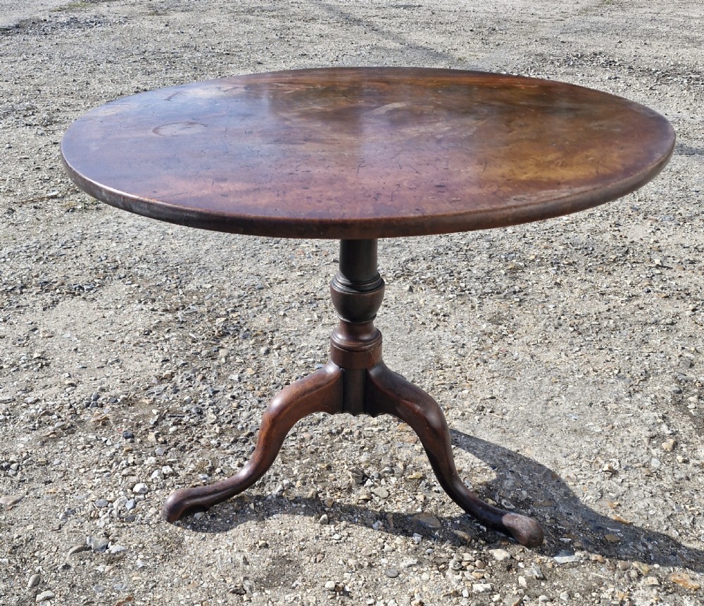 Georgian mahogany tripod table with good sized one piece top. View XI