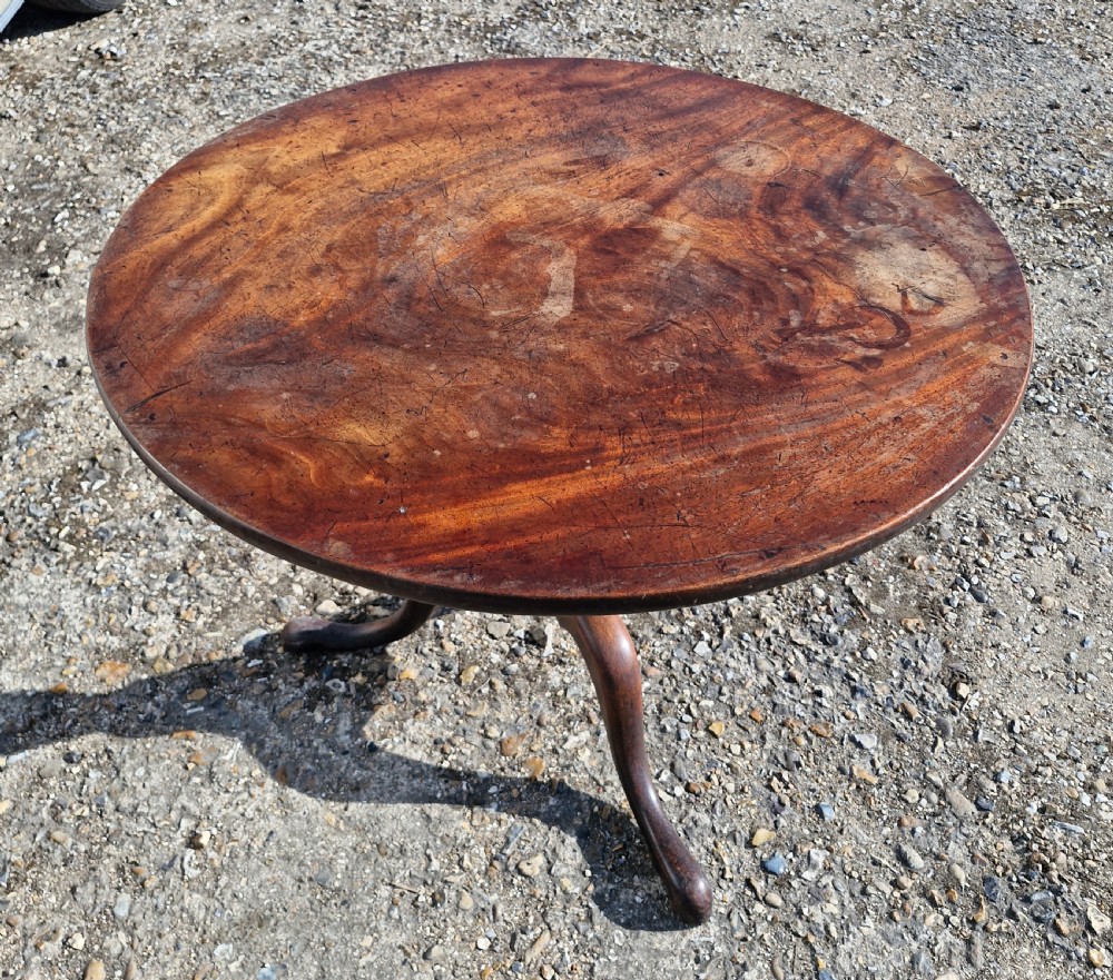 Georgian mahogany tripod table with good sized one piece top. View XII