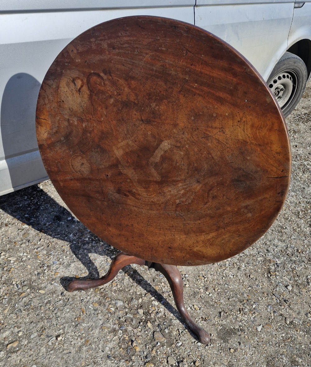 Georgian mahogany tripod table with good sized one piece top. View XIV