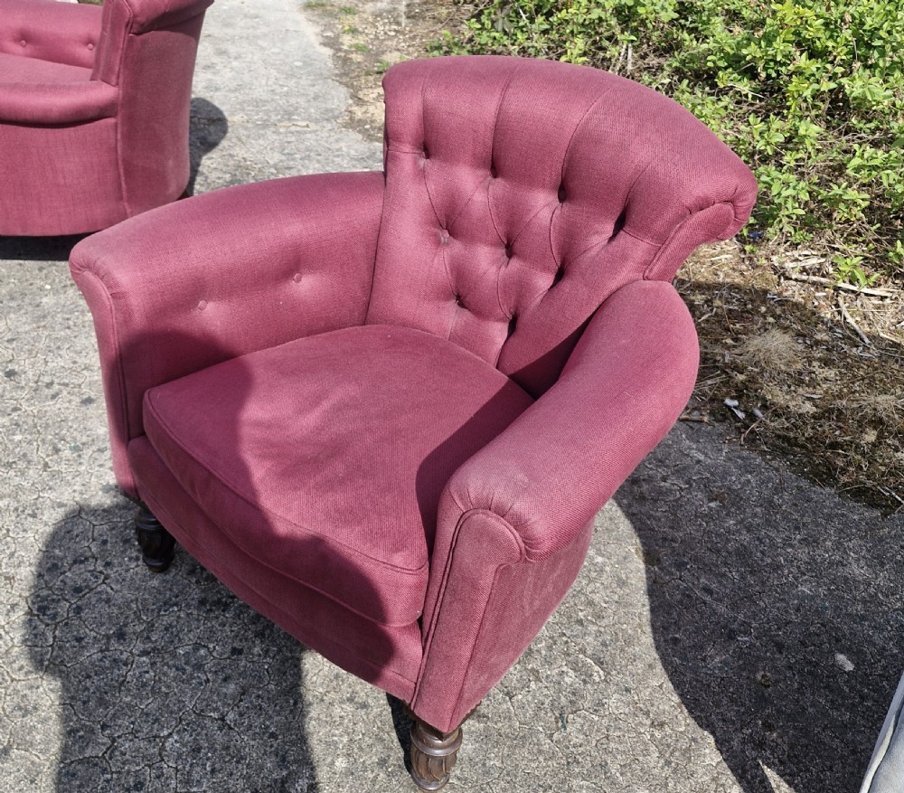 Early 20th century Woodstock style upholstered armchair.  View III