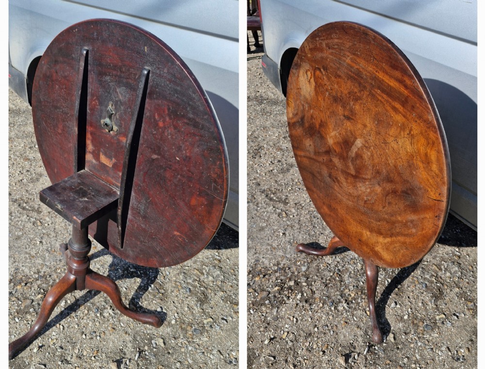 Georgian mahogany tripod table with good sized one piece top.