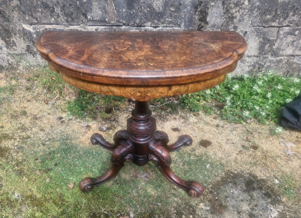 Victorian inlaid burr walnut games table.  View XI