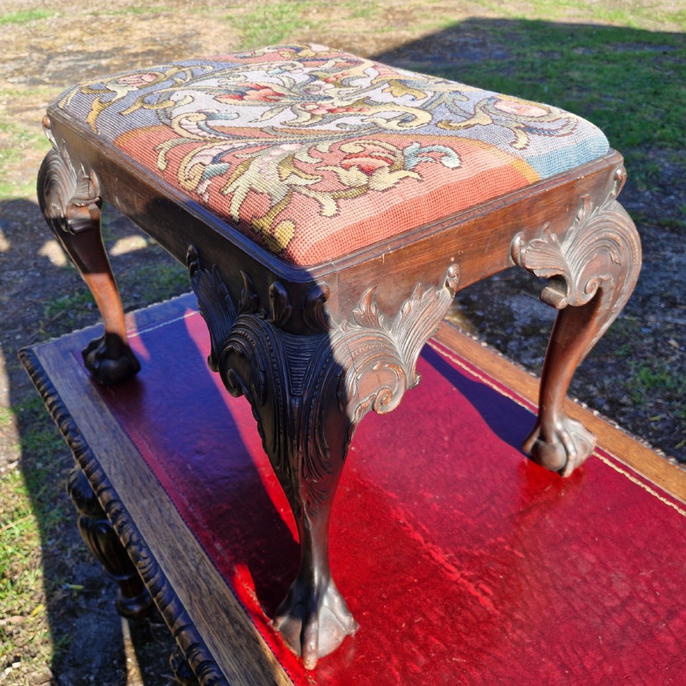 Good carved Mahogany Chippendale style dressing stool. View IV