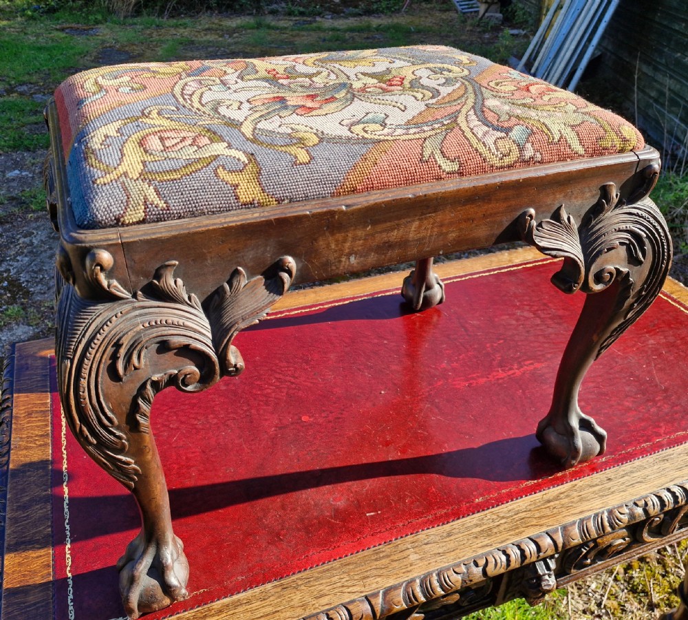 Good carved Mahogany Chippendale style dressing stool. View V