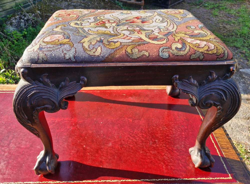 Good carved Mahogany Chippendale style dressing stool. View VI