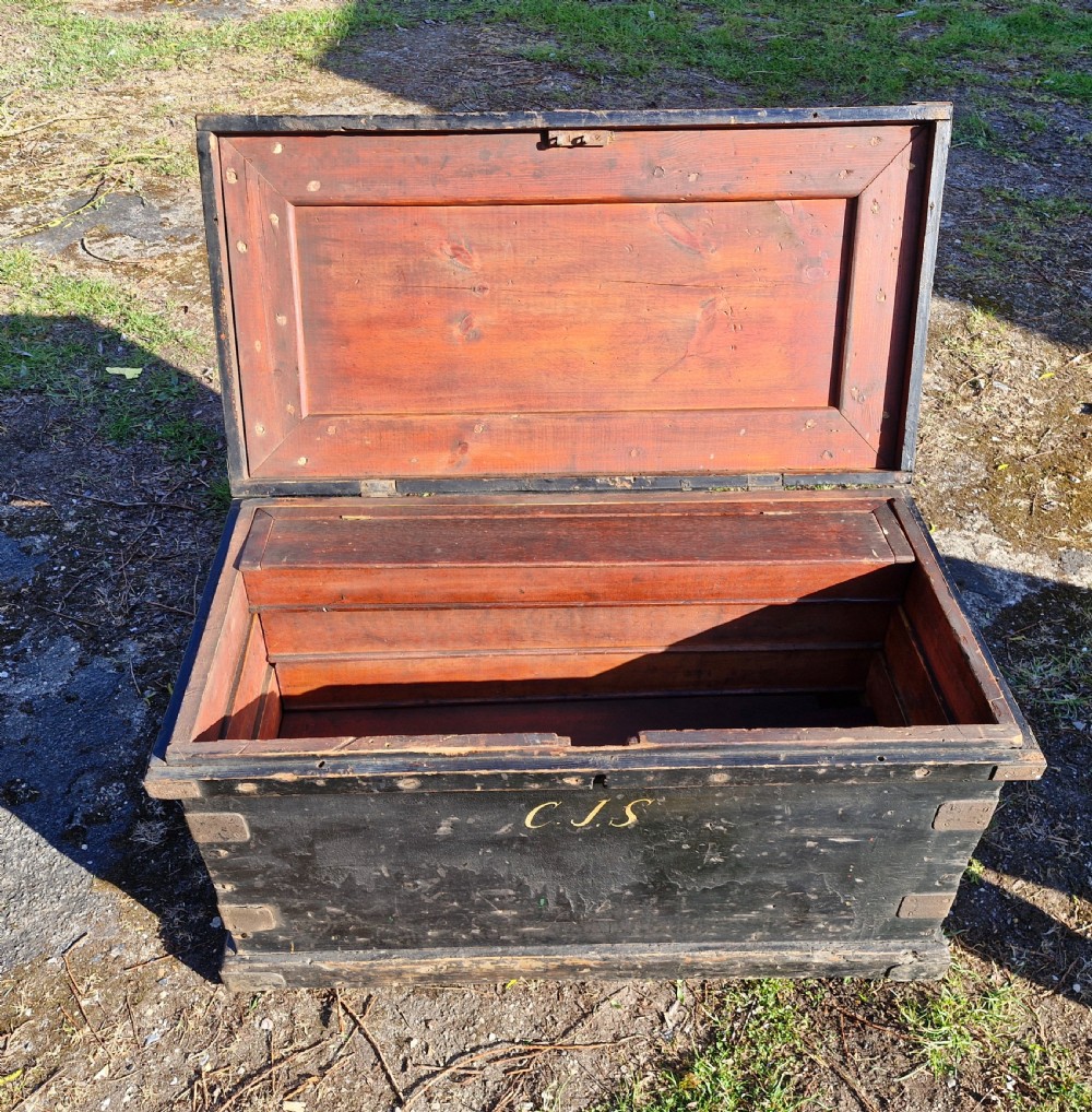 19th century Shipwrights tool chest with fitted interior. 