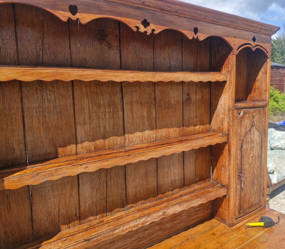 Oak and inlaid 2 part dresser.  View VI