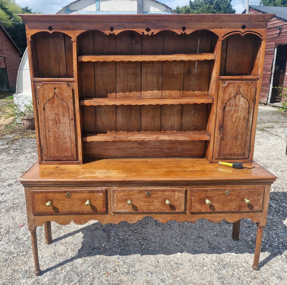 Oak and inlaid 2 part dresser.  View XII