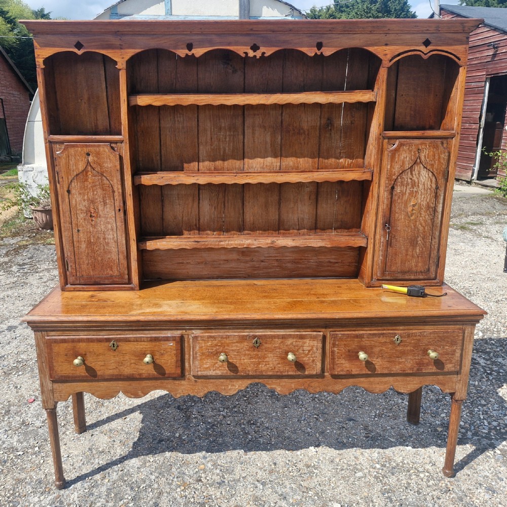 Oak and inlaid 2 part dresser.  View XIII