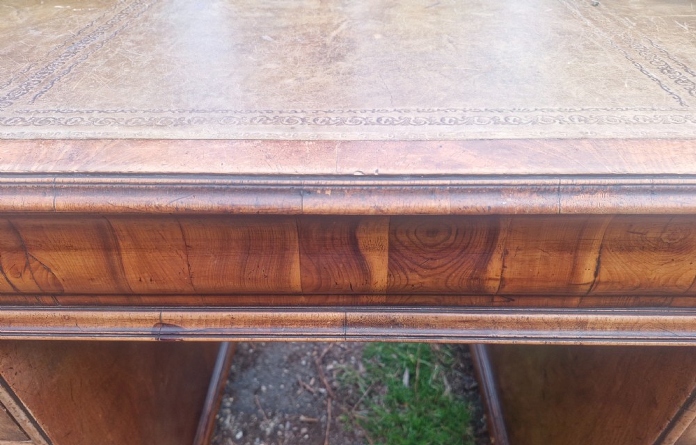 Walnut and Yewwood pedestal writing desk.  View VII