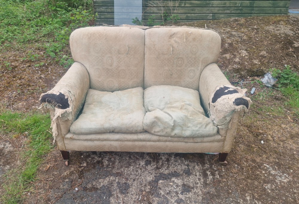 Small Edwardian Howard style cottage sofa. View II
