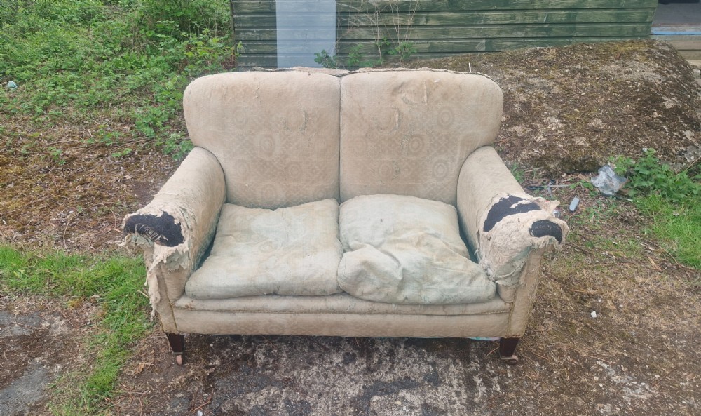 Small Edwardian Howard style cottage sofa. View III