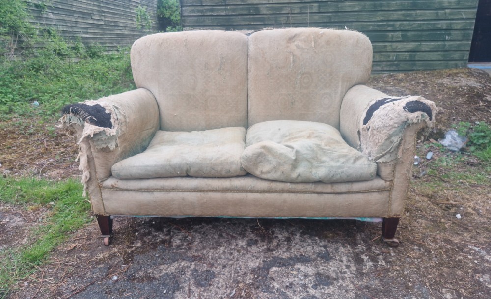 Small Edwardian Howard style cottage sofa. View IV