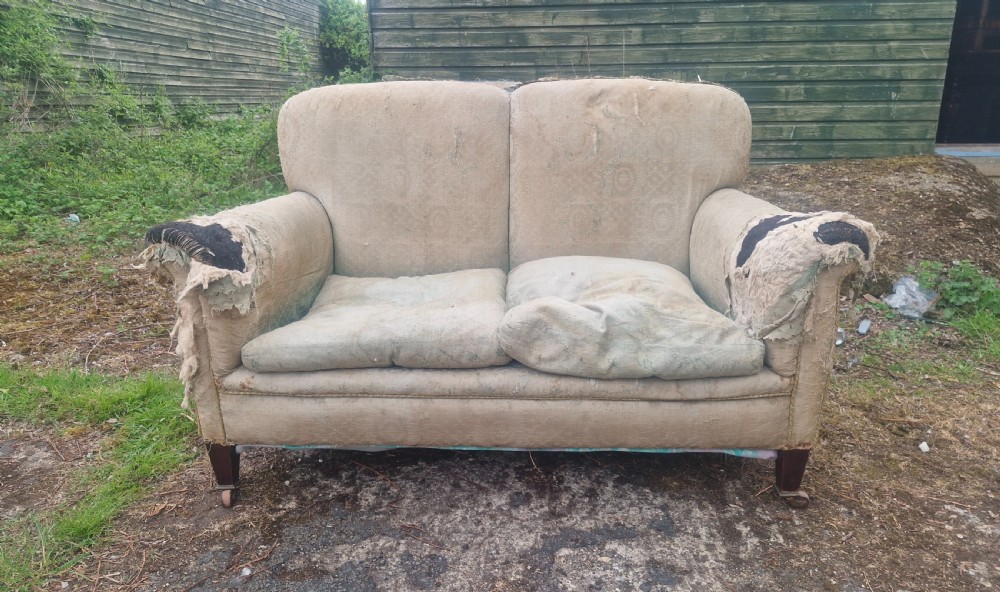 Small Edwardian Howard style cottage sofa. View VI