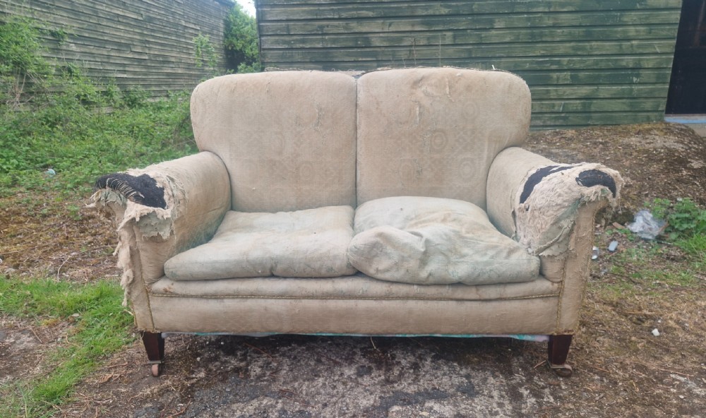 Small Edwardian Howard style cottage sofa. View VII