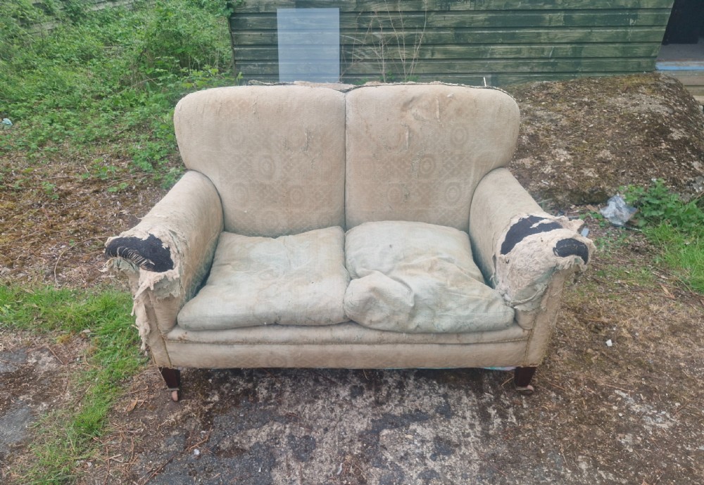 Small Edwardian Howard style cottage sofa. View VIII