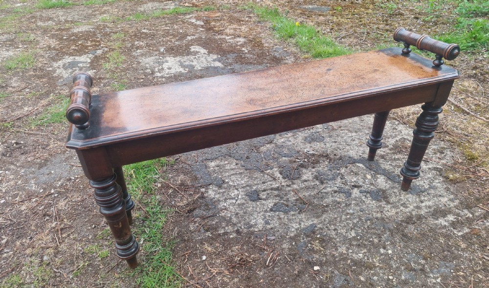 Victorian walnut hall bench. 