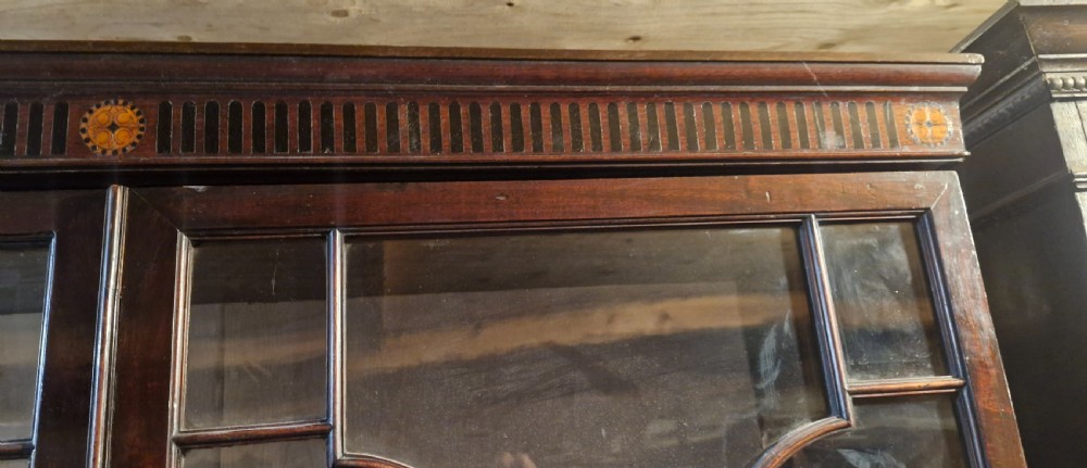Late Georgian inlaid mahogany 2 part display cabinet  View XI