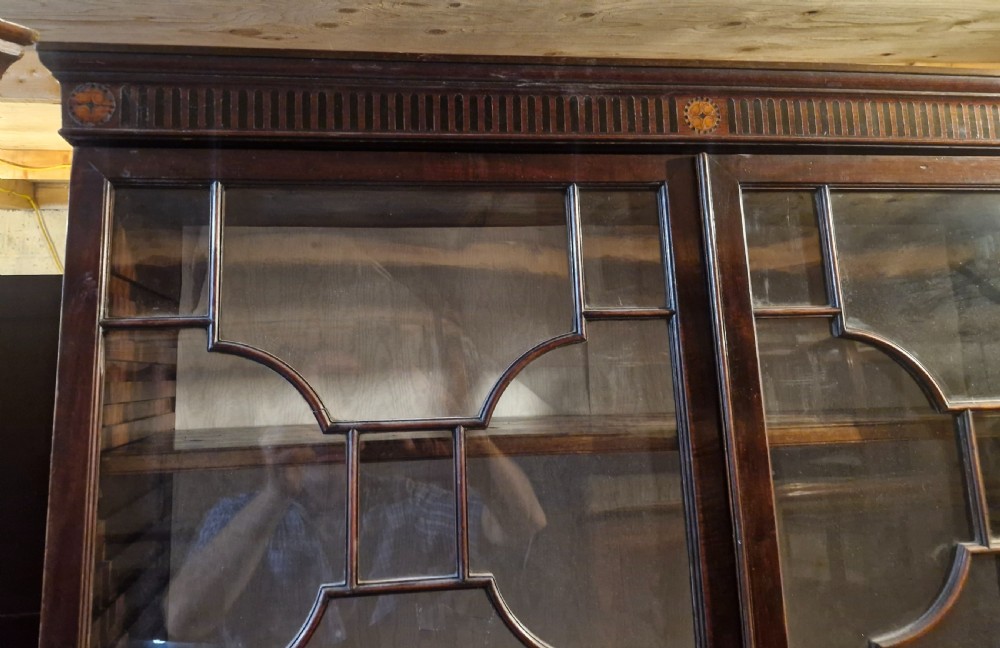 Late Georgian inlaid mahogany 2 part display cabinet  View XII