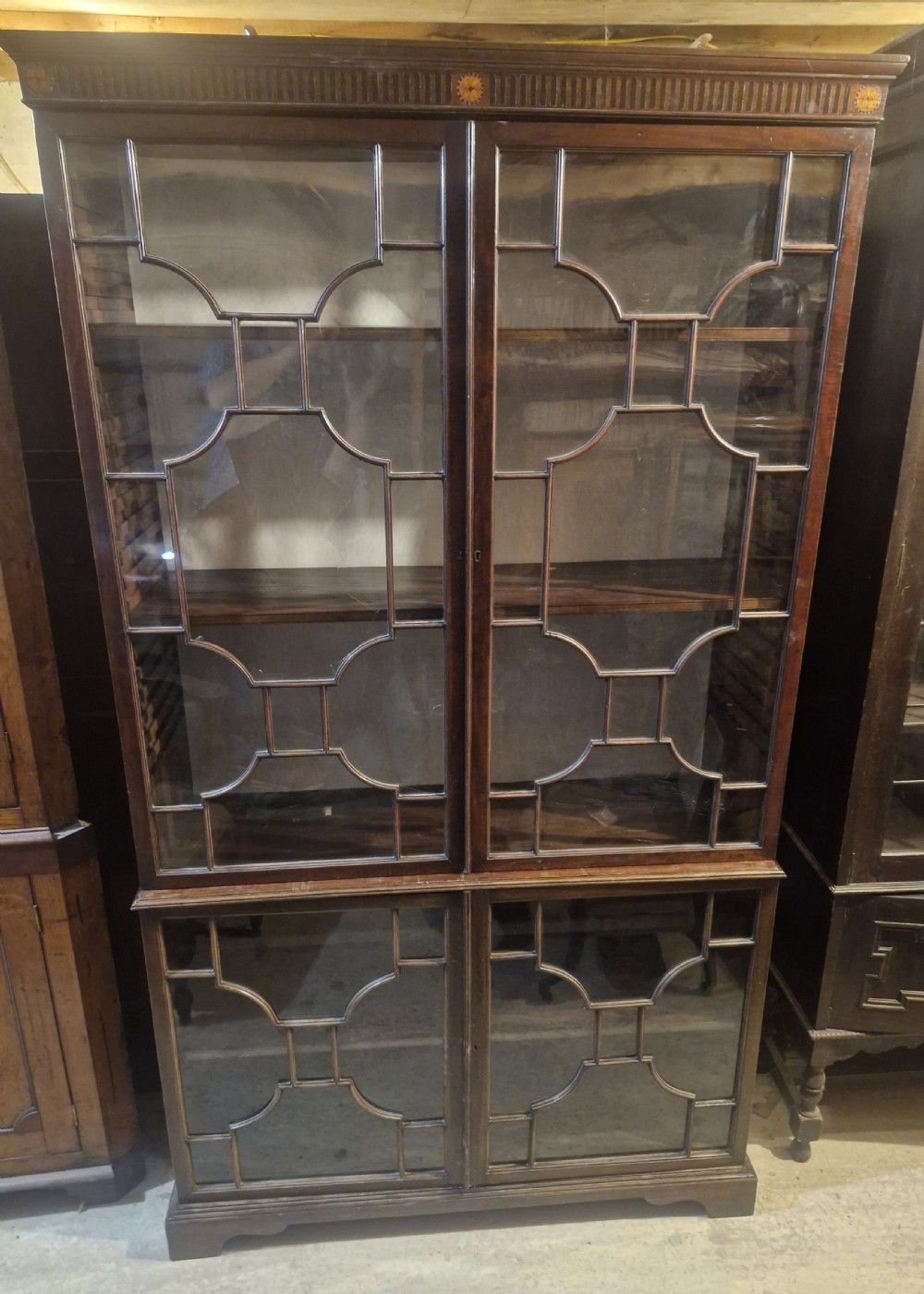 Late Georgian inlaid mahogany 2 part display cabinet  View XIII
