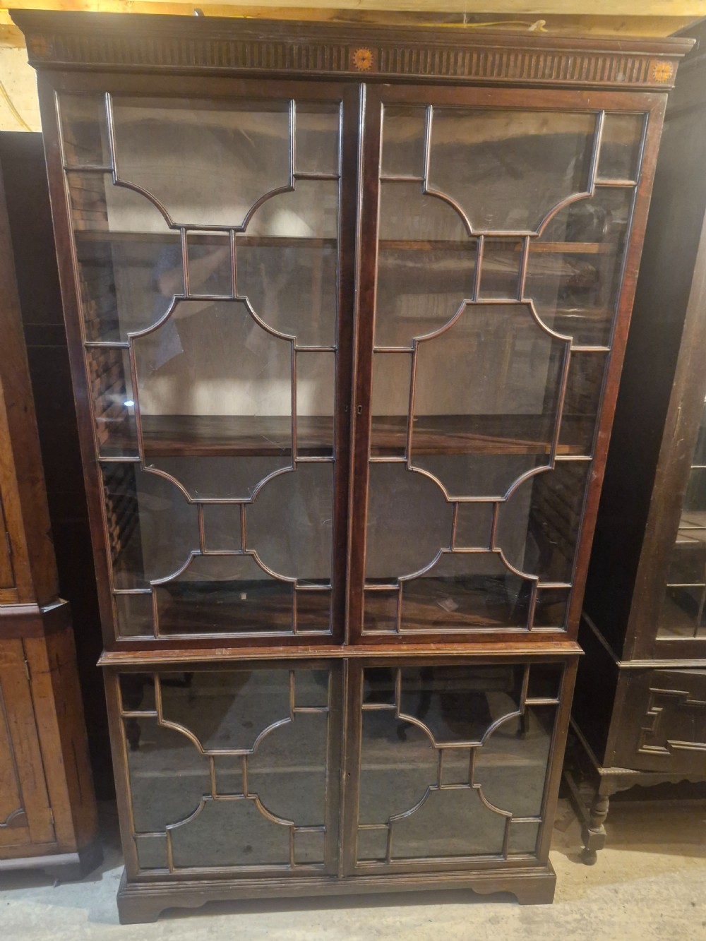 Late Georgian inlaid mahogany 2 part display cabinet  View XIV